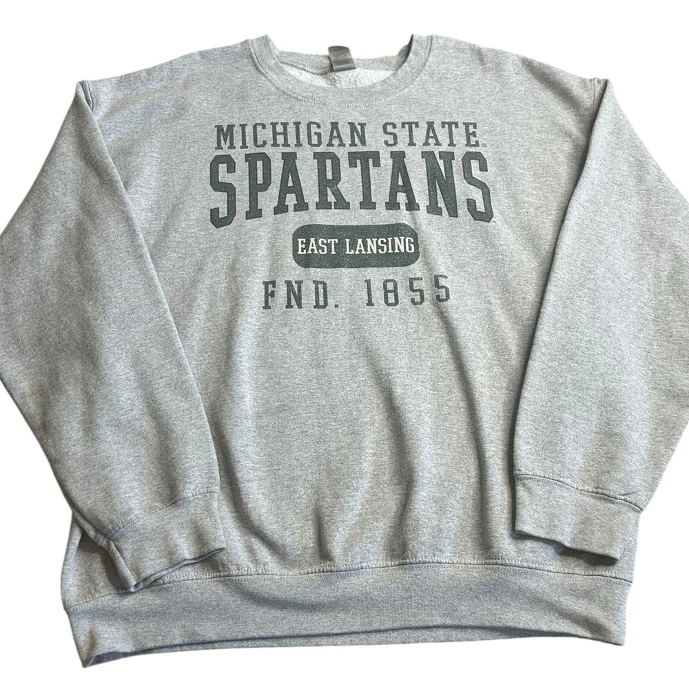Michigan State Spartans‎ Crewneck Sweatshirt Gray Gildan Heavy Blend Size Large